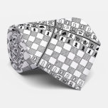 Black &amp; White Themed Chess Pieces Board Game Tie