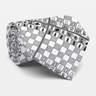 Black & White Themed Chess Pieces Board Game Tie