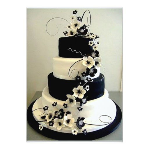 BLACK/WHITE THEMED WEDDING CAKE INVITE | Zazzle