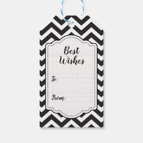 Black  White Thick Chevron Wedding Birthday Gift Tags