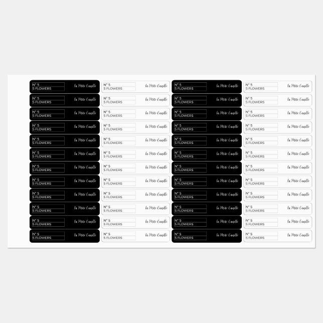 Black & White Thin Candle Tamper-Proof Seal Labels (Sheet)