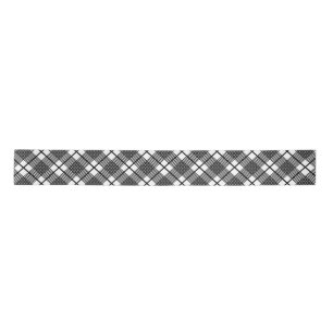 Black White Thin Glen Plaid Pattern Satin Ribbon
