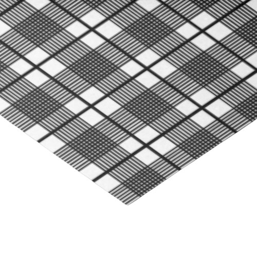 Black White Thin Glen Plaid Pattern Tissue Paper