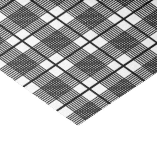 Black White Thin Glen Plaid Pattern Wrapping Paper