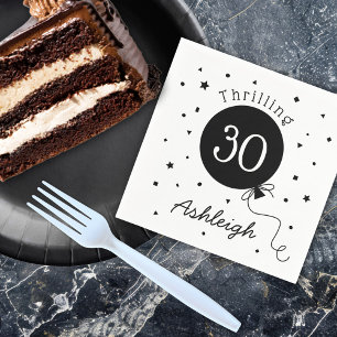Black White Thrilling 30th Birthday Napkins