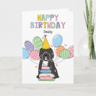 Black White Tibetan Terrier Dog Birthday Party Card
