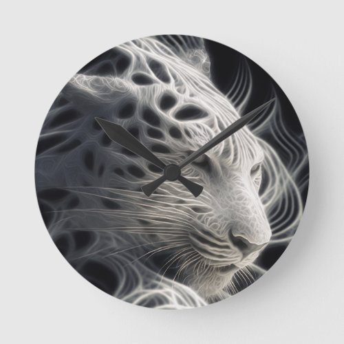 Black white Tiger 3D Render Round Clock