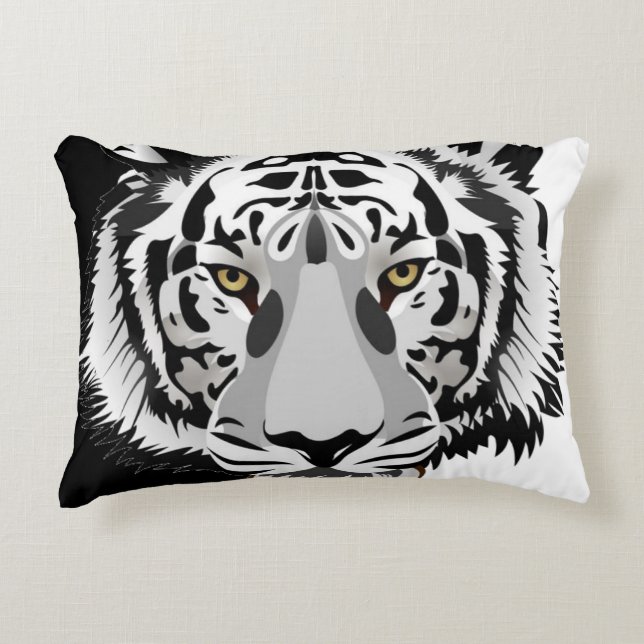 Black White Tiger  Accent Pillow (Front)