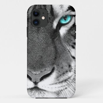 Black White Tiger Iphone 11 Case by Lorriscustomart at Zazzle