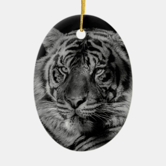 Black & White Tiger Ceramic Ornament (Front)