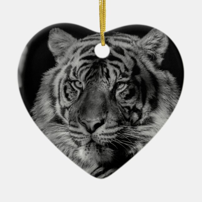Black & White Tiger Ceramic Ornament (Front)