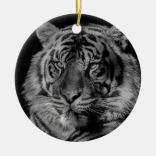 Black & White Tiger Ceramic Ornament