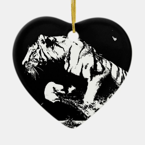 Black  White Tiger Ceramic Ornament