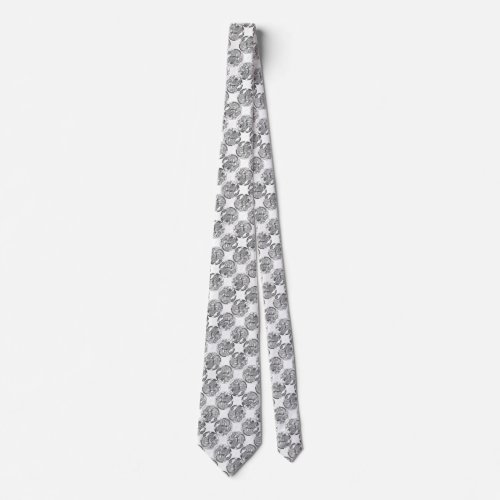 Black  White Tiger Dragon Yin Yang Artisan Neck Tie