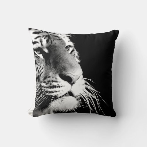 Black  White Tiger Eyes Wild Animals Throw Pillow