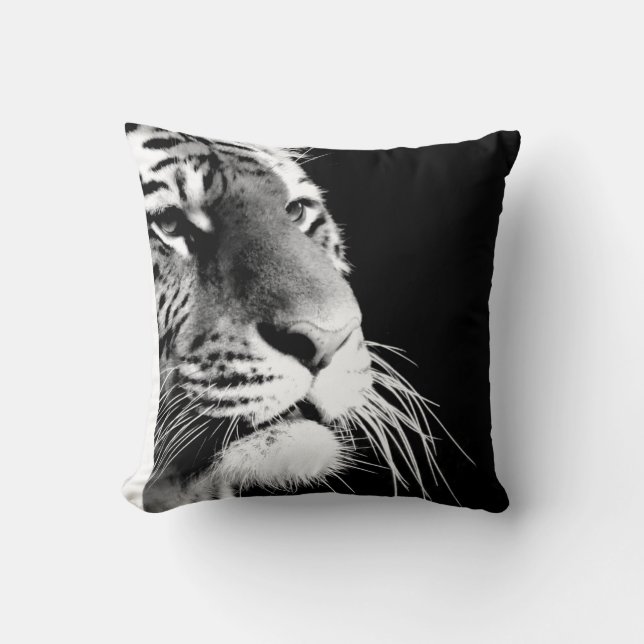 Black & White Tiger Eyes Wild Animals Throw Pillow (Front)