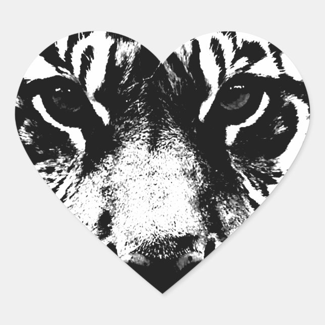Black & White Tiger Heart Sticker (Front)