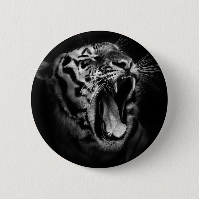 Black & White Tiger Inspirational Button (Front)