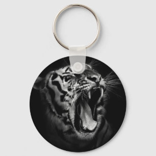 Black & White Tiger Inspirational Keychain