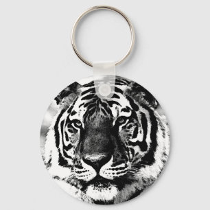 Black & White Tiger Keychain