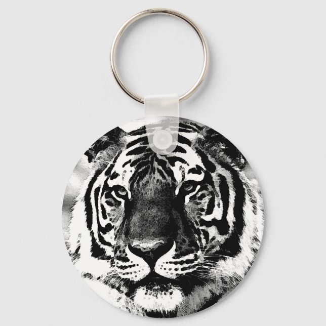 Black & White Tiger Keychain (Front)