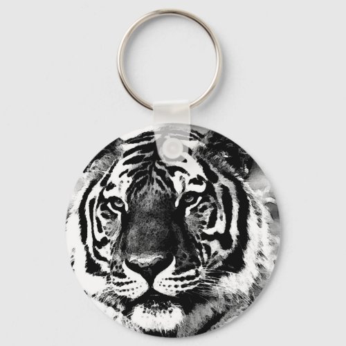 Black  White Tiger Keychain