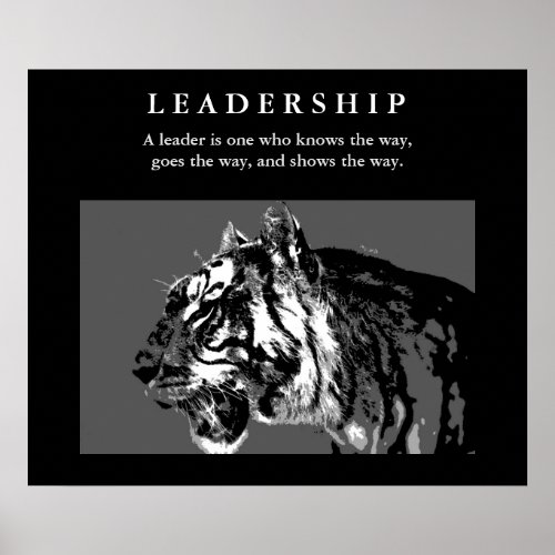 Black White Tiger Leadership Inspirational Poster