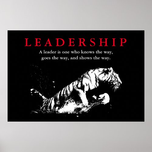 Black White Tiger Leadership Motivational Poster