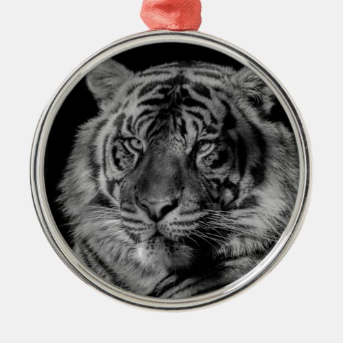 Black  White Tiger Metal Ornament