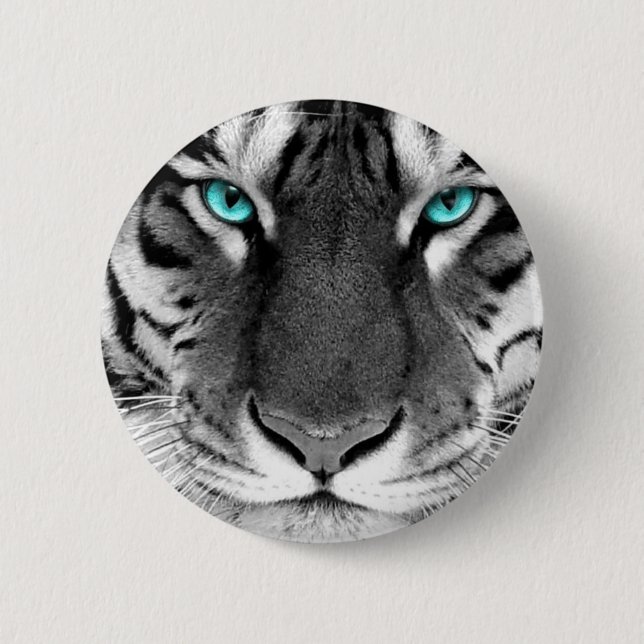 Black White Tiger Pinback Button (Front)