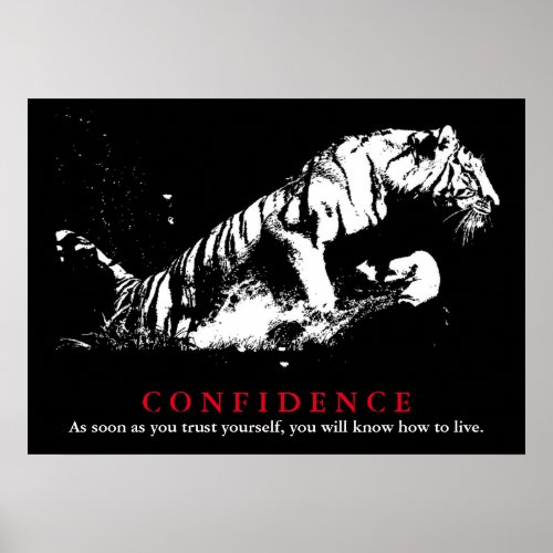 Black White Tiger Pop Art Confidence Quote Poster