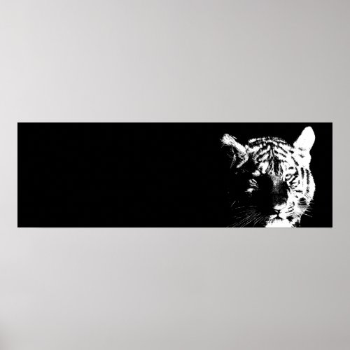 Black  White Tiger Pop Art Poster