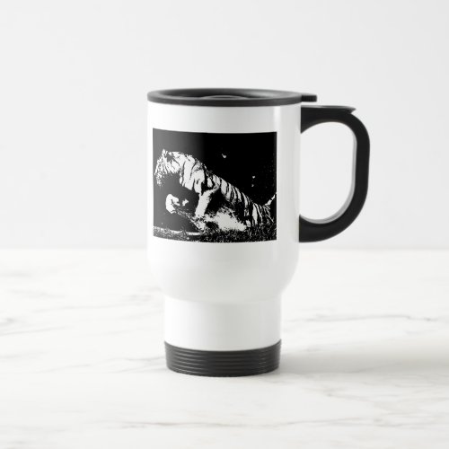 Black  White Tiger Pop Art Travel Mug