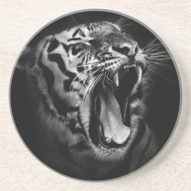 Black & White Tiger Sandstone Coaster (Front)