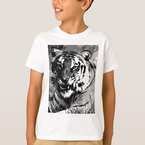 Black  White Tiger T_Shirt