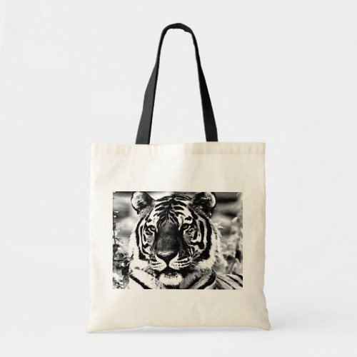 Black  White Tiger Tote Bag