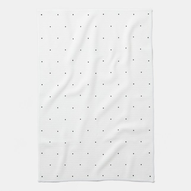 Black white tiny polka dots pattern kitchen towel (Vertical)