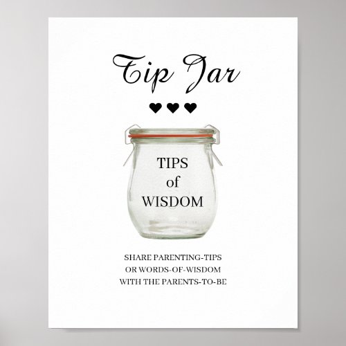 Black  White Tip Jar Poster