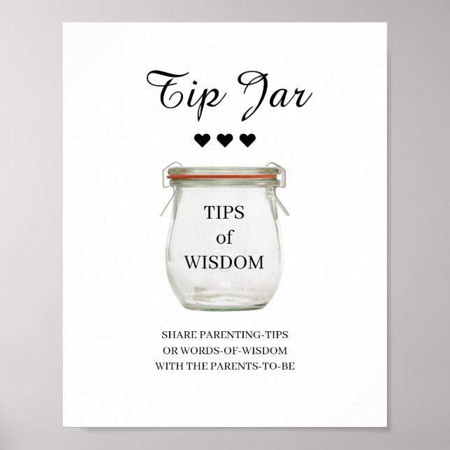 Black & White Tip Jar Poster (Front)