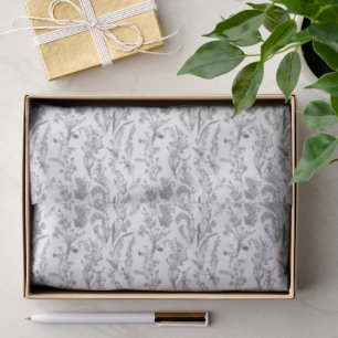 Black White Toile Floral Elegant Chic Tissue Paper
