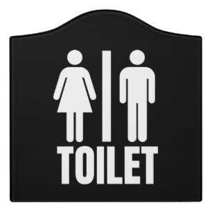 Black White Toilet Restroom Bathroom Men Woman Door Sign