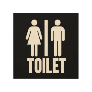 Black White Toilet Restroom Bathroom Men Woman Wood Wall Art