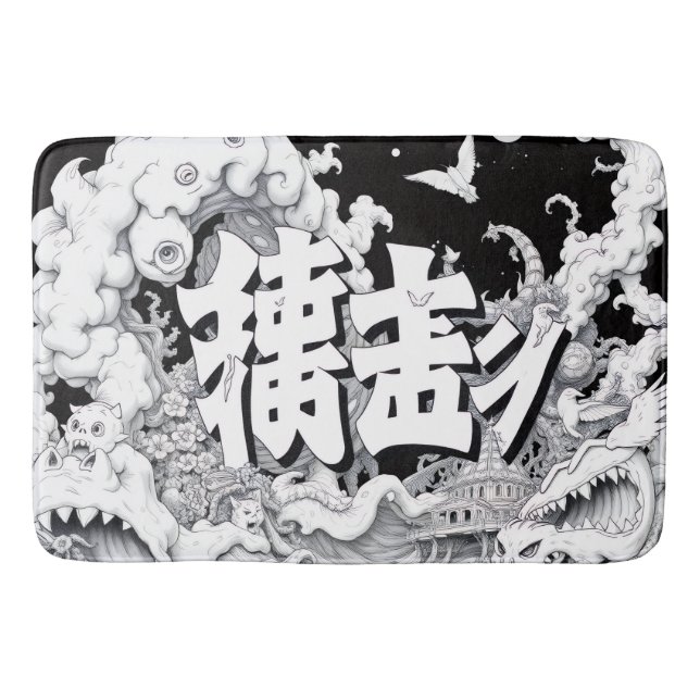 Black & White Tokyo Bath Mat (Front)