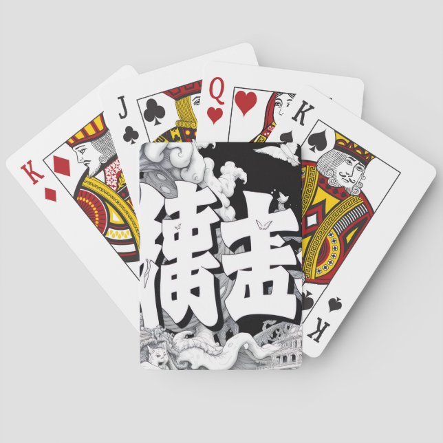 Black & White Tokyo Poker Cards (Back)