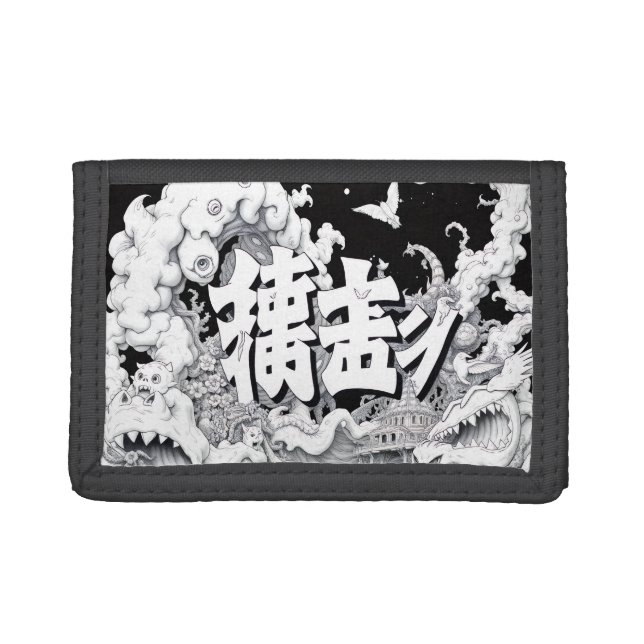 Black & White Tokyo Trifold Wallet (Front)