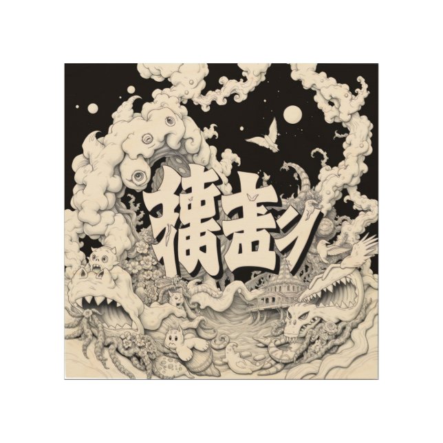 Black & White Tokyo Wood Wall Art (Front)
