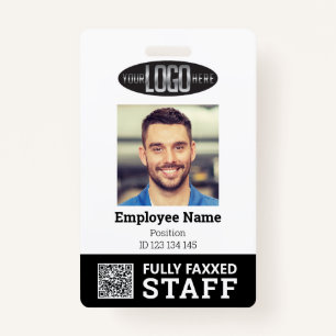 Black White Trade Employee Photo ID and QR Code Badge