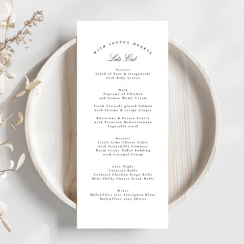 Black White Traditional Calligraphy Formal Wedding Menu