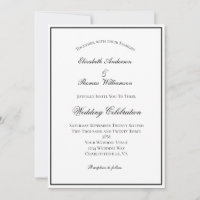 Black White Traditional Classic Formal Wedding Invitation