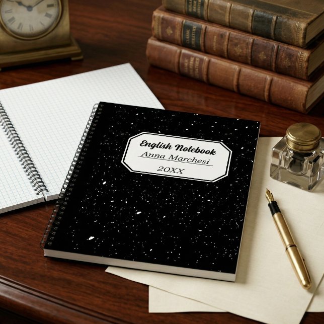 Black & White Traditional English Elegant Hardcove Notebook (Costomazable Black And White Traditional English Notebook)